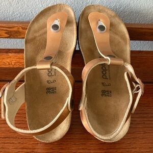 Rose Gold Birkenstock Papillio Gizeh Platform Size 38 US 8 Sandals